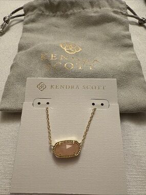 Kendra Scott Gold Necklace with Blush Pink Pendant